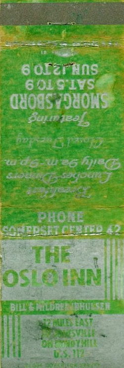 Bundy Hill Diner (Oslo Inn) - Matchbook (newer photo)